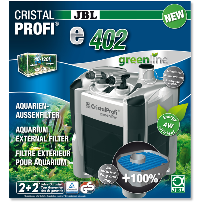 CristalProfi E402 de JBL- Filtre externe pour aquariums de 40L à 120L