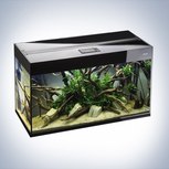 Aquarium Glossy 80 Noir LED 125L avec Meuble portes verre