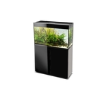 Aquarium Glossy 80 Noir LED 125L avec Meuble portes verre